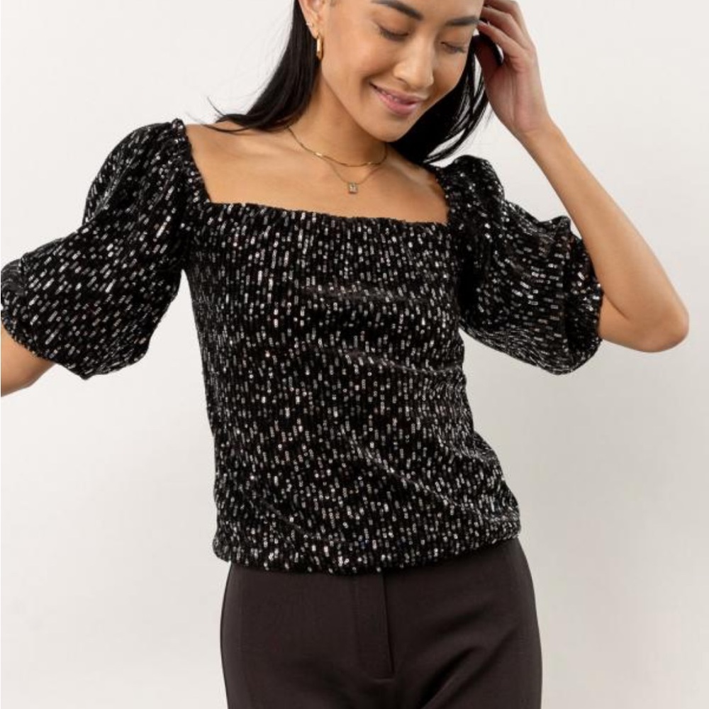 XL Bohme Vero Modo going out sparkly sequin top black